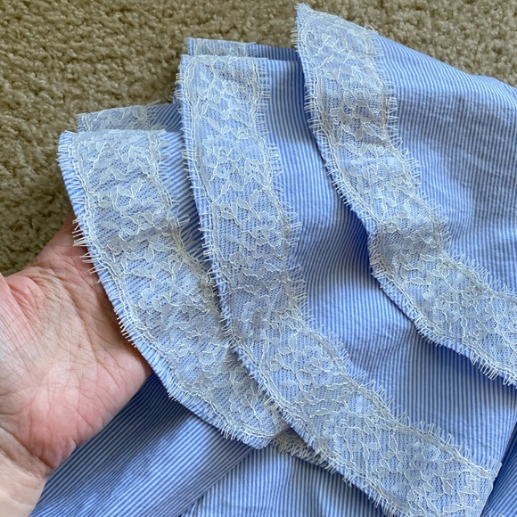 Veronica Beard One Shoulder Ruffle Top Blouse Sz 6 - Picture 6 of 16